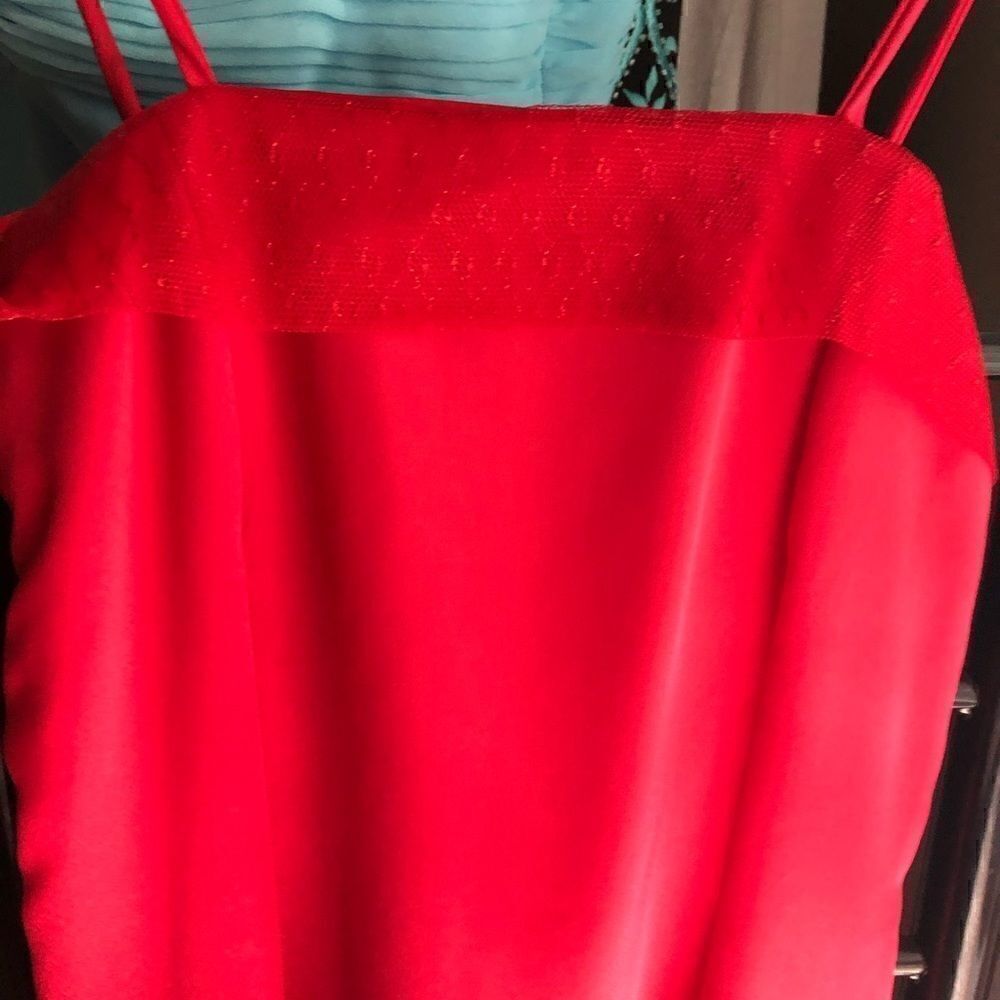 Custom made red silk and lace dress